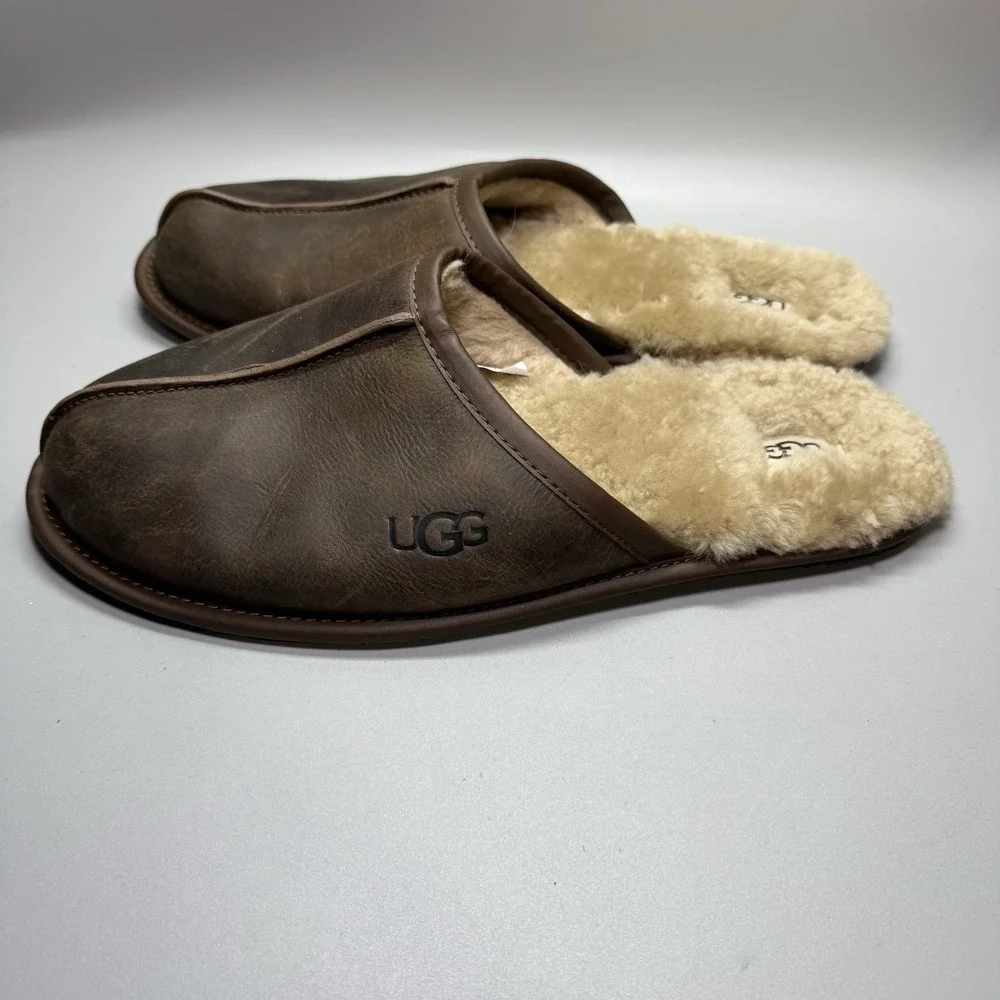 UGG SCUFF MEN SLIPPERS LEATHER‎ Brown US 14 /UK 13  /EU 48.5